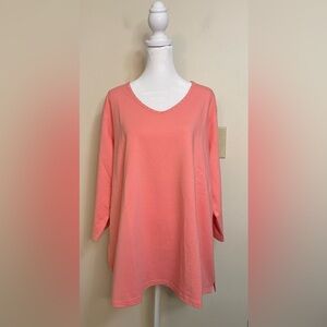 Quacker Factory Women’s Rhinestone Shirt Top 3/4 Sleeves V- Neck Size 2XL.NWOT